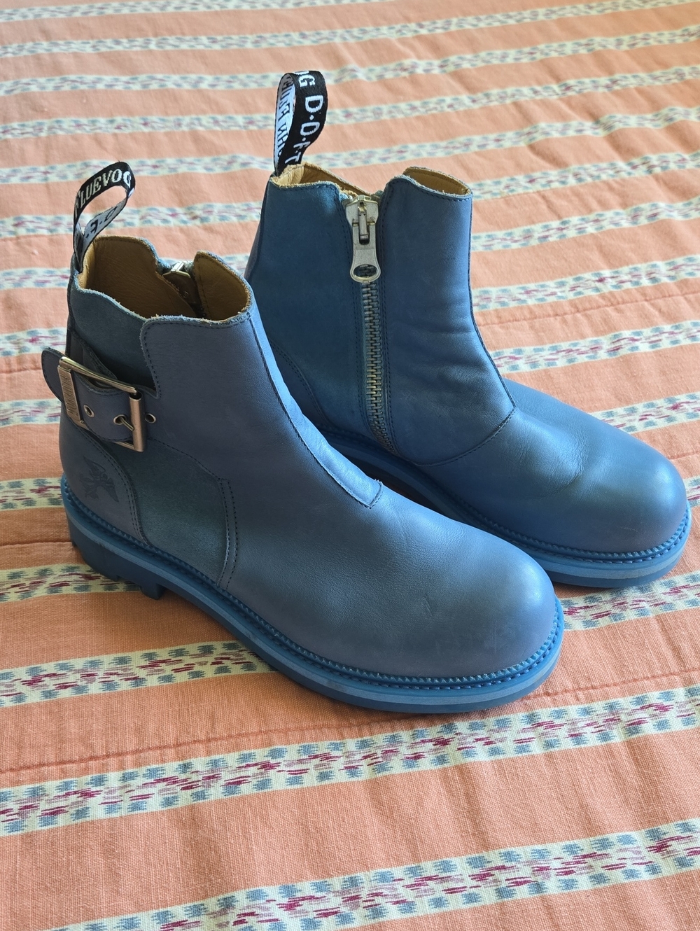 John Fluevog No. 30 Buckled Angel Boots In Blue